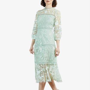 NWT Ted Baker Mint Tabii Embroidered A-Line Dress Size 2 (US 6)
